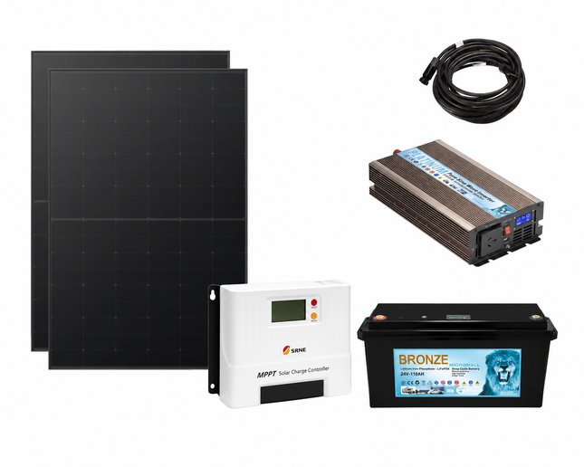 CB830PS2KL 24V 2kW off-grid solar kit with SRNE Shiner2460 60A MPPT charge controller