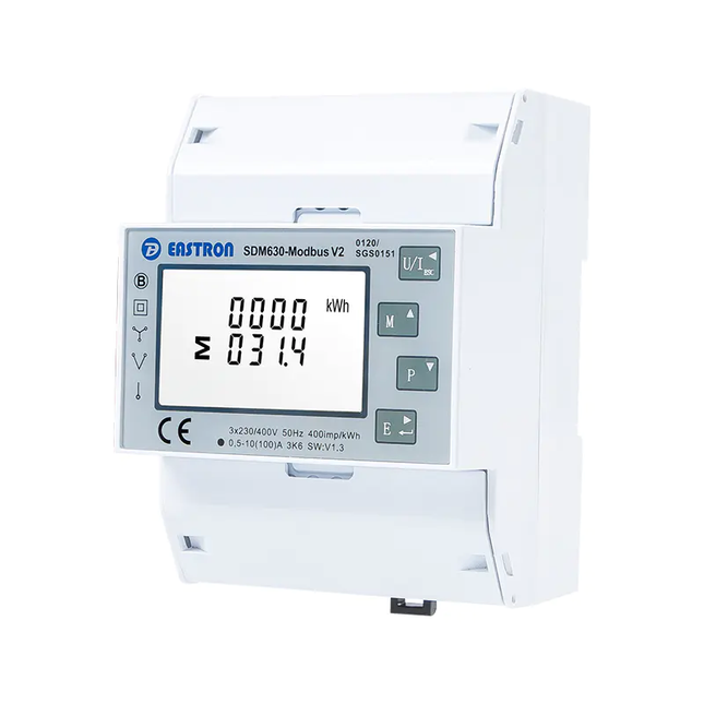 Eastron SDM630-Modbus V2 three-phase energy meter on white background