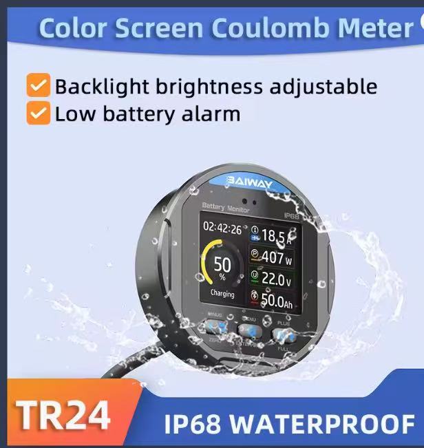 TR24 100A Battery Monitor Coulomb Meter Waterproof LCD for Lithium Solar RV - 02 TR24-3.jpg