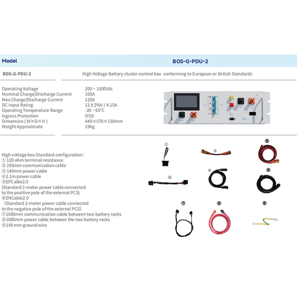Deye BOS-G-PDU-2 100A High Voltage Battery Control Box 200-1000V Battery Cluster - 03