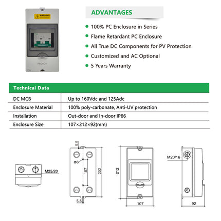 PROJOY DC Circuit Breaker PEMC-250 500V 160A 2P with Waterproof Enclosure - 04 150a breaker-4.jpg