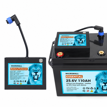 Micromall 25.6V 110Ah Lithium Battery Essential LiFePO4 Battery Deep Cycle Battery with 8S Battery Protector