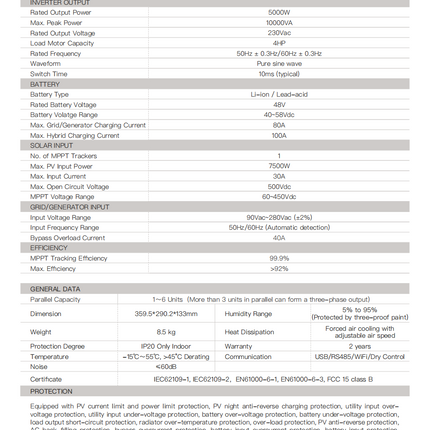 SRNE 5KW 48V 100A Single Phase Off-Grid Solar Kit - 05 参数.png