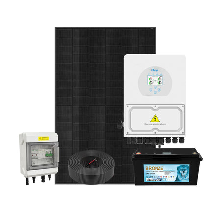 5 Panels 24V Small Home Solar System - 3kW Hybrid Inverter 110Ah Battery