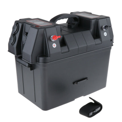 Battery Box with Voltmeter Gauge and Charger for Cars Boats RVs and Trucks