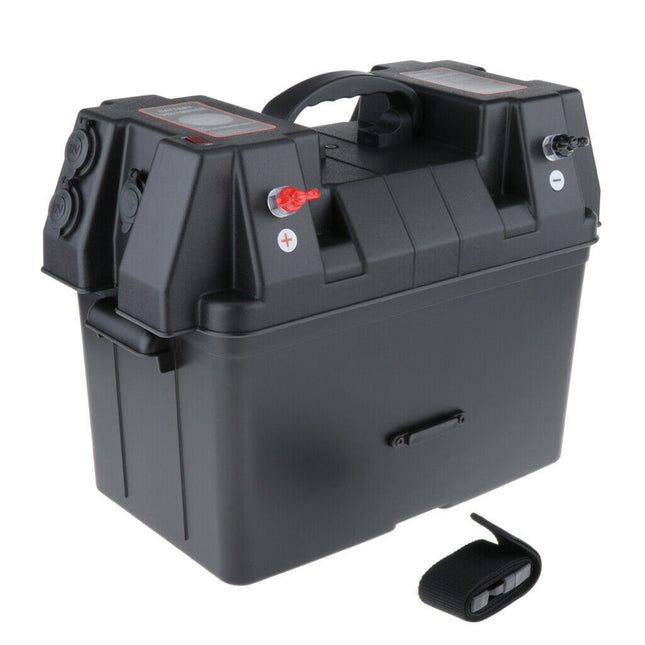 Battery Box with Voltmeter Gauge and Charger for Cars Boats RVs and Trucks