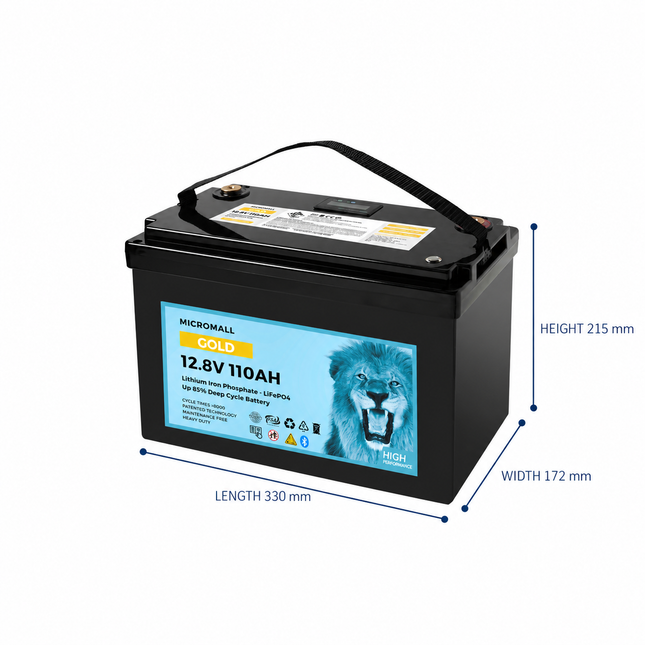 BTL-12V110G battery dimensions: length 330 mm, width 172 mm, height 215 mm