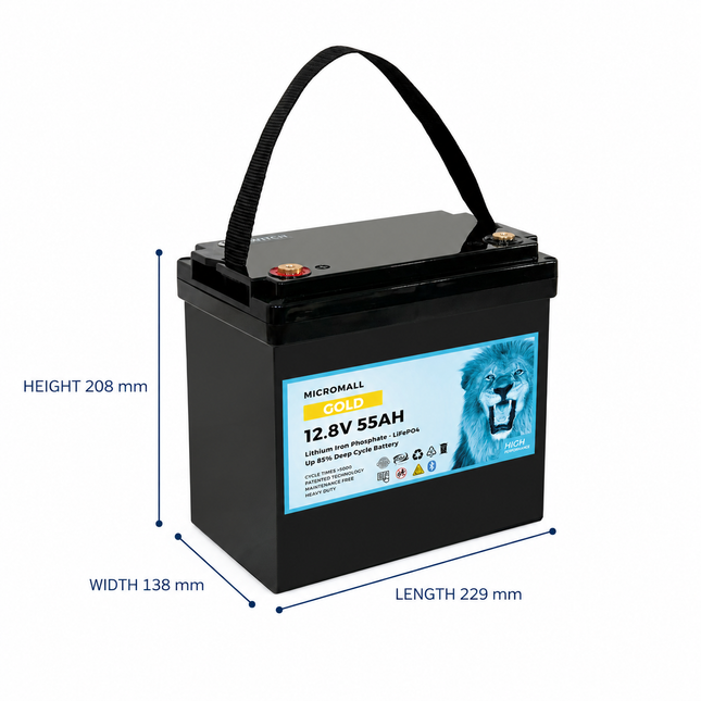 BTL-12V55G battery dimensions: length 229 mm, width 138 mm, height 208 mm