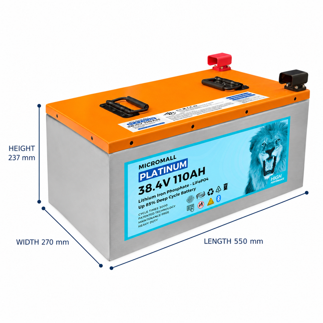 BTL-36V110 battery dimensions: length 550 mm, width 270 mm, height 237 mm