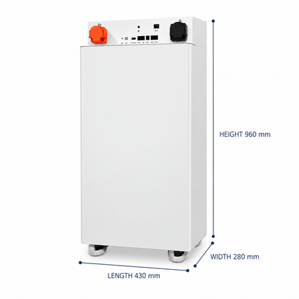 BTL-48V314 battery dimensions: length 430 mm, width 280 mm, height 960 mm