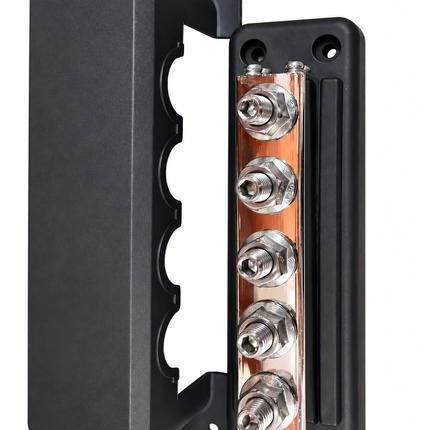 1 Pair M10 5-Post 600A Power Distribution Block Bus Bar with Cover