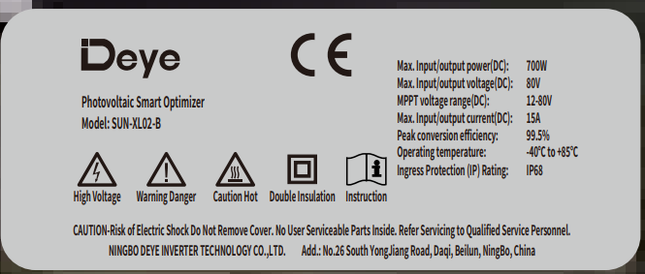 Deye SUN-XL02-B 700W PV Module Optimizer