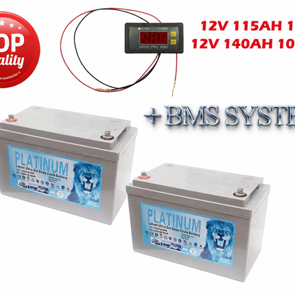 2X 2026 Platinum 12V 115Ah 140Ah deep cycle batteries with BMS system