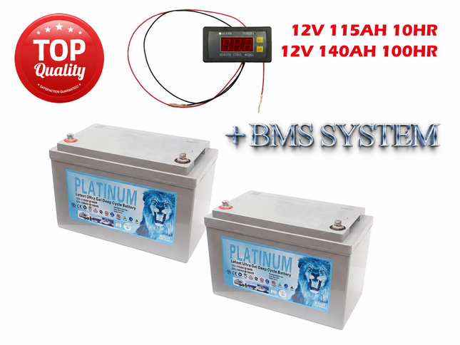 2X 2026 Platinum 12V 115Ah 140Ah deep cycle batteries with BMS system