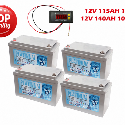 4X Platinum 12V 115Ah 140Ah deep cycle batteries with BMS Tester