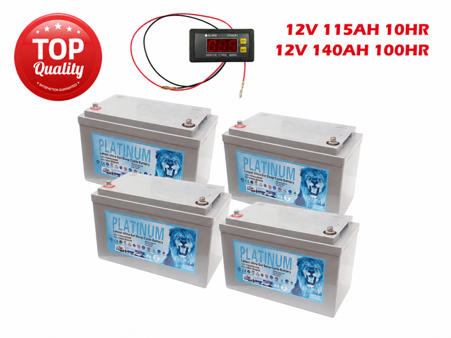 4X Platinum 12V 115Ah 140Ah deep cycle batteries with BMS Tester