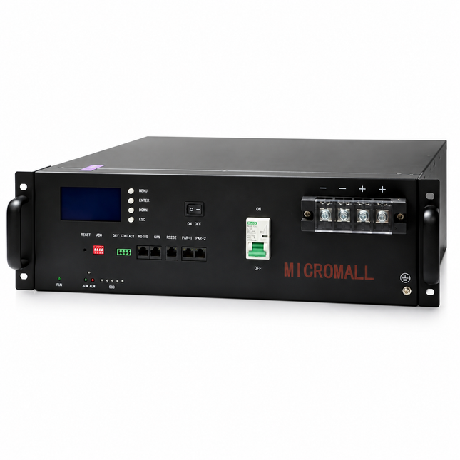MICROMALL 51.2V 110Ah LiFePO4 rack battery NZ-48110 on white background