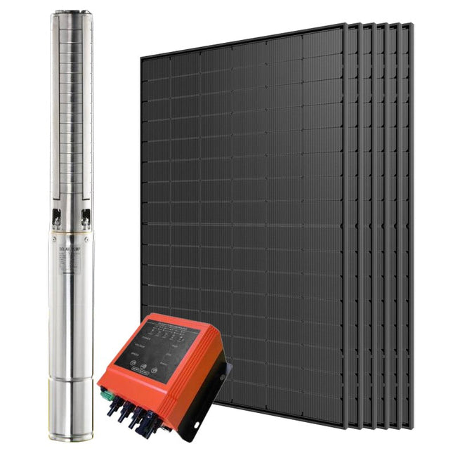 4” Solar Submersible Pump Kit 2200W – Max Head 230m with 6 × 450W Solar Panels