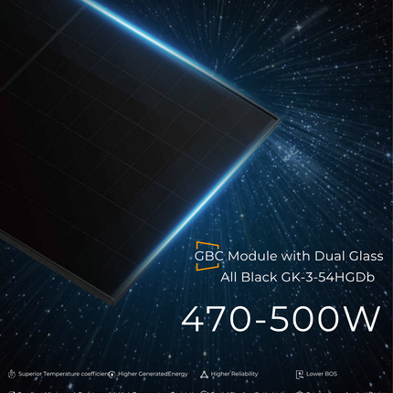 Gokin 480W Full Black Bifacial Dual Glass GBC Solar Panel GK-3-54HGDb-480W - 03