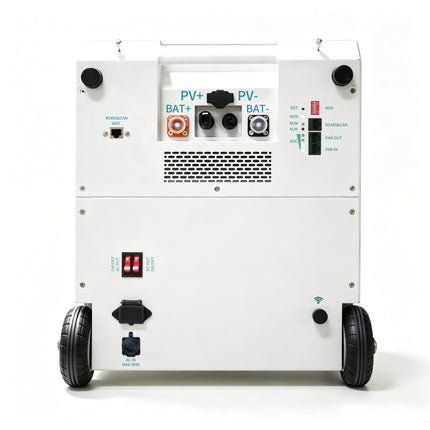 Micromall ALL-B5K-H rear connections for PV, battery, AC input, WiFi, RS485 and CAN