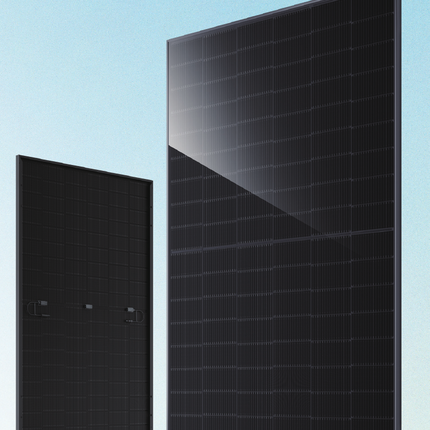 JA Solar JAM54D41-460/LB full-black bifacial module front and rear views