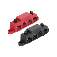 1 Pair M8 4-Post Power Distribution Block Bus Bar with Cover