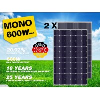 2024 Premium 2-Pack 300W Mono Solar Panels Grade A+ 310W Max 12V/24V/31.5V