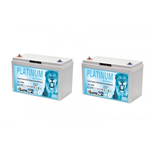 2X 12V 130Ah Sealed Maintenance-Free Lead Carbon Gel Deep Cycle Battery - Micromall Solar