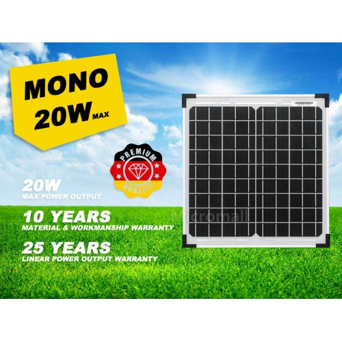 High-Quality 20W Solar Panel 12V to 18V Mono Crystalline - 2024 Premium Grade A+ - Micromall Solar
