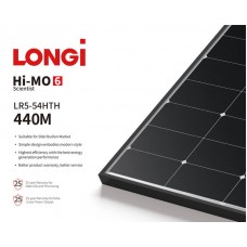 LONGi Hi-MO LR5-54HTH 440W Solar Panel Black Frame Half-Cell Mono