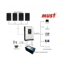 2024 Mustpower 10KWH 24V 3KW Off Grid LiFePO4 Battery Solar Kit