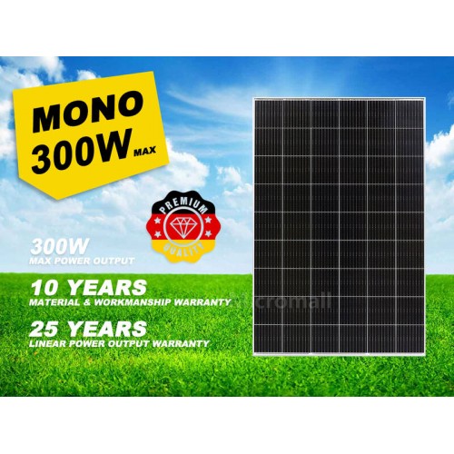 Premium 2024 Mono 300W Solar Panel Grade A+ 310W Max 12V/24V/31.5V - Micromall Solar